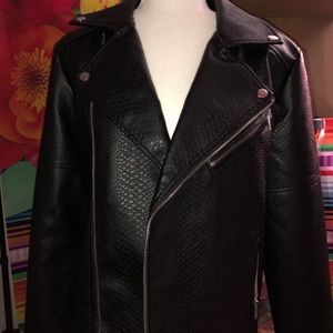 Faux Croc Leather Jacket